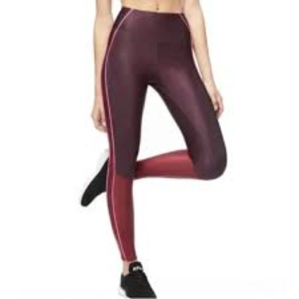 Good American Bordeaux Red Purple Electric Feel High Rise Full Length Leggings